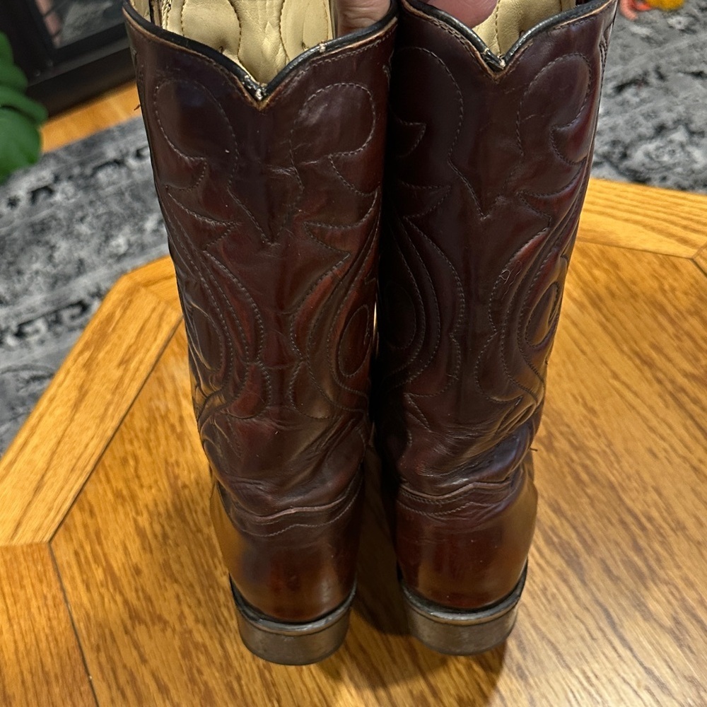 *ACME* Vintage Dark Cherry Leather Western Cowboy Western Boots 4939 Size 9.5 - Picture 8 of 14